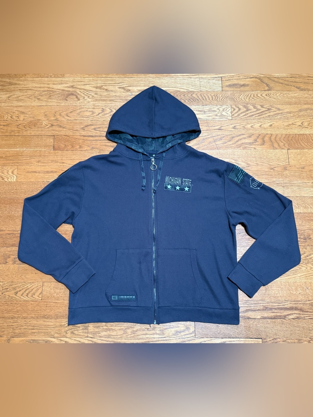 Women (XL) Michigan State Spartans OHT Military Appreciation Waffle Knit Hoodie